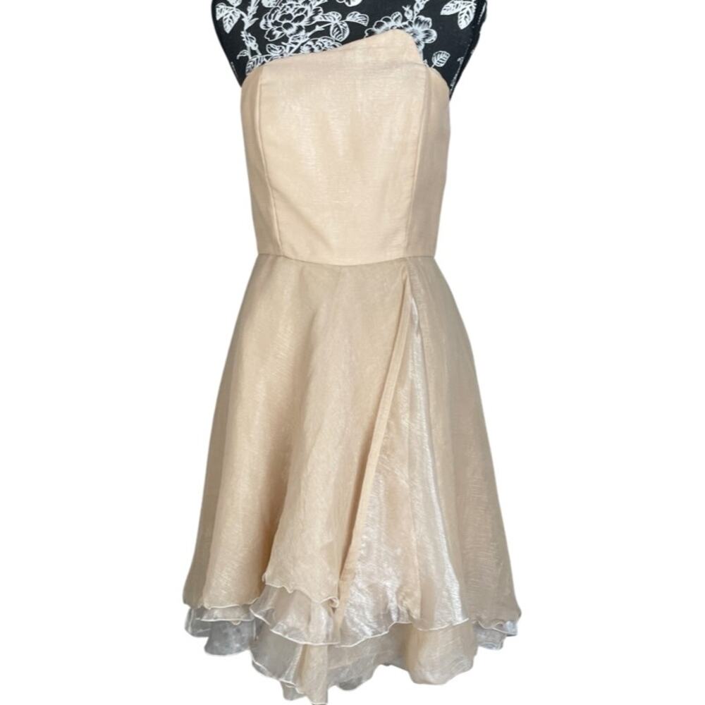 Hannah Yung for ModCloth Make the Cut Peach Iridescent Retro Style Dress